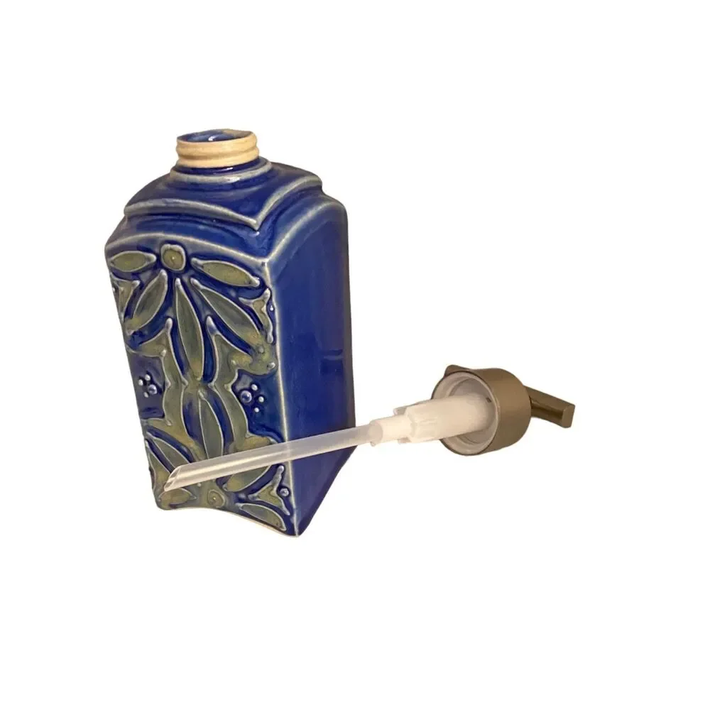 #8188 COBALT BLUE WITH SILVER COUNTER SOAP DISPENSER AET  BIRD LOGO HAND MADE